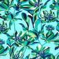 Preview: Viskose Popeline Blüten auf Azur